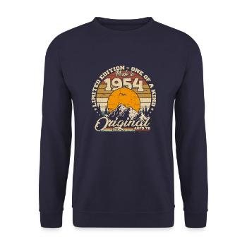 Made in 1954 Retro 1954 Geburtstagsgeschenk - Unisex Pullover - Navy - Vorne - Alina (178cm) & Michal (187cm)