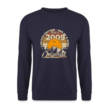 Hergestellt im Jahr 2009 Retro 2009 Jubiläumsgeschenk - Unisex Pullover - Navy - Vorne - Alina (178cm) & Michal (187cm)
