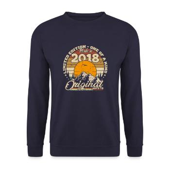 Made in 2018 Birthday Gift 2018 Retro 2018 - Unisex Sweatshirt - navy - Front - Alina (178cm) & Michal (187cm)