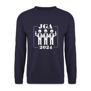 Junggesellenabschied 2024 - Unisex Pullover - Navy - Vorne - Alina (178cm) & Michal (187cm)