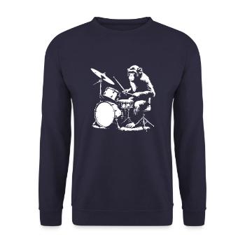 monkey playing on drums - Unisex Sweatshirt - navy - Front - Alina (178cm) & Michal (187cm)