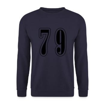 79 Zahl Symbol - Unisex Pullover - Navy - Vorne - Alina (178cm) & Michal (187cm)