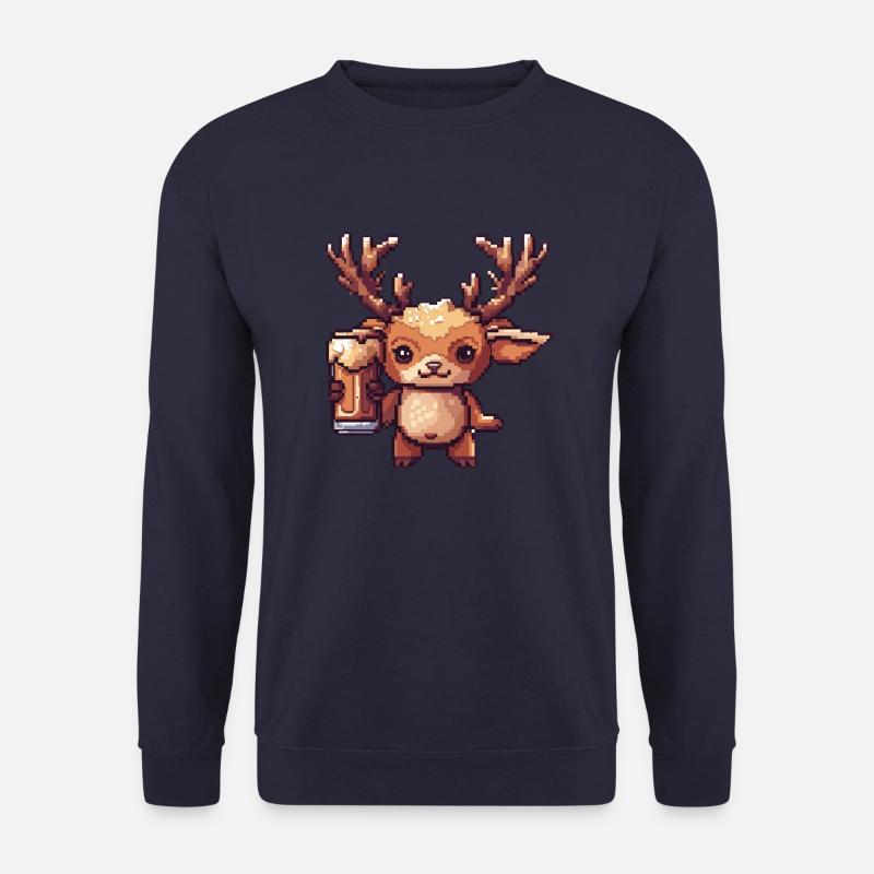 Cerf Bière Pixel - Sweat-shirt Unisexe - marine