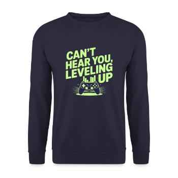 Leveling! Gamer in Aktion. - Unisex Pullover - Navy - Vorne - Alina (178cm) & Michal (187cm)