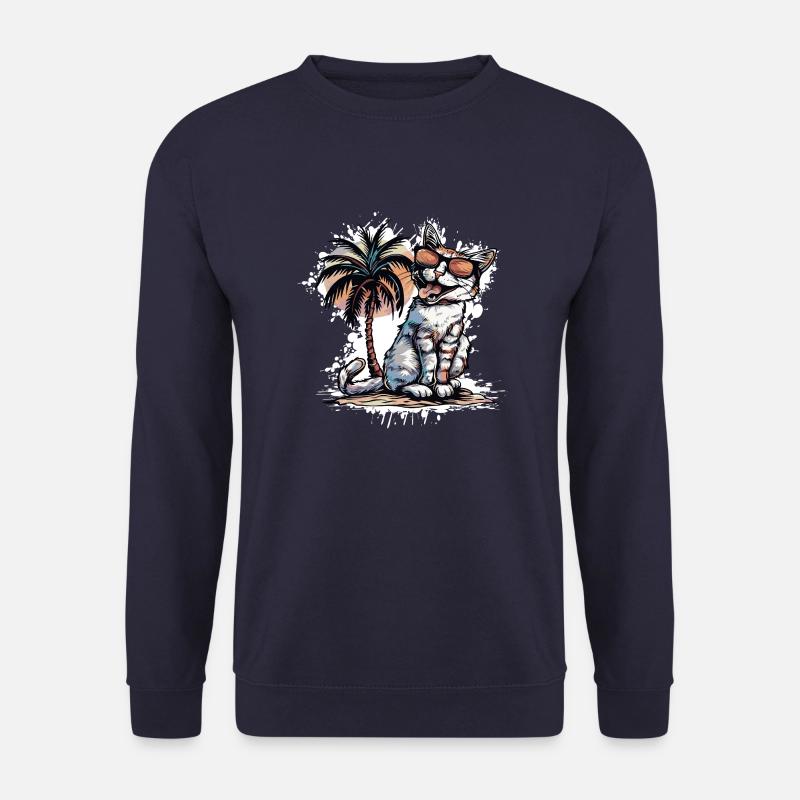 Katze Insel Palme - Unisex Pullover - Navy