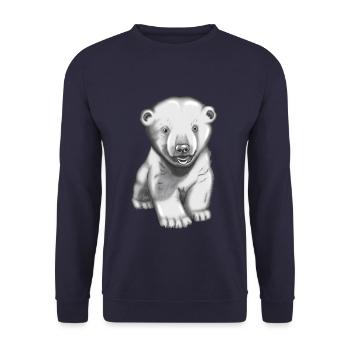 Chemise ours polaire dessinée à la main - Sweat-shirt Unisexe - marine - Devant - Alina (178cm) & Michal (187cm)