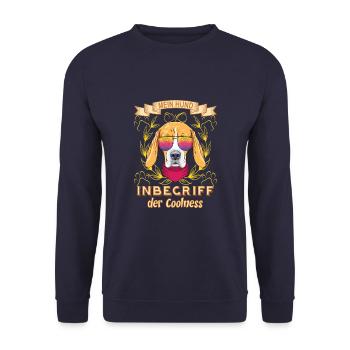 Coole Hunde - Mein Hund Inbegriff der Coolness - Unisex Pullover - Navy - Vorne - Alina (178cm) & Michal (187cm)