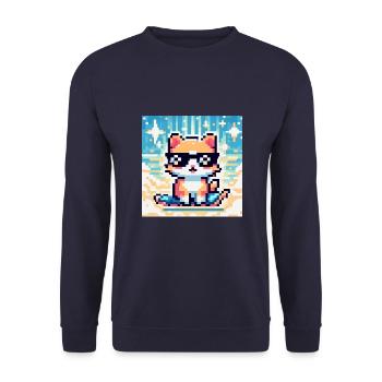 chat icone pixel - Sweat-shirt Unisexe - marine - Devant - Alina (178cm) & Michal (187cm)