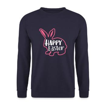 Happy Easter Frohe Ostern - Unisex Pullover - Navy - Vorne - Alina (178cm) & Michal (187cm)