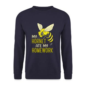 My Hornet Ate My Homework Funny Insect Wasp School - Unisex Pullover - Navy - Vorne - Alina (178cm) & Michal (187cm)