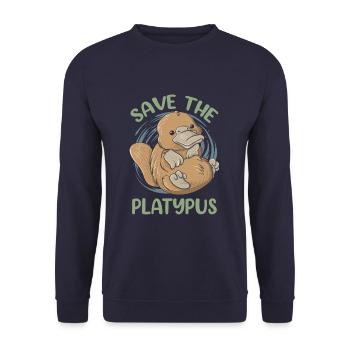 Save The Platypus Funny Platypus Animal - Unisex Sweatshirt - navy - Front - Alina (178cm) & Michal (187cm)