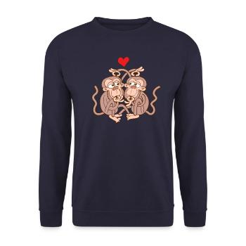 Monkeys Falling in Love while Eating Lice - Sweat-shirt Unisexe - marine - Devant - Alina (178cm) & Michal (187cm)