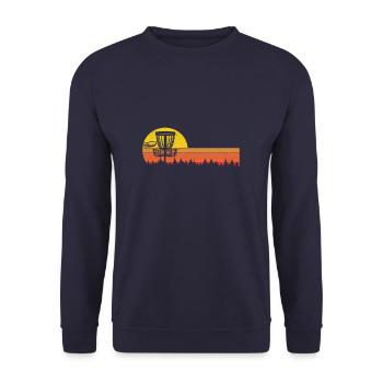 Sunset Frisbee Vintage Disc Golf Ultimate - Sweat-shirt Unisexe - marine - Devant - Alina (178cm) & Michal (187cm)
