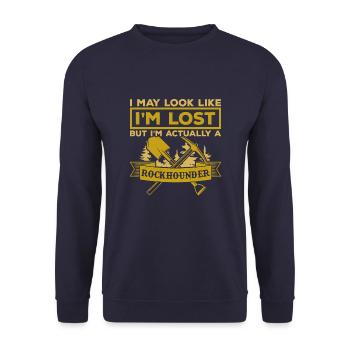 I'm Not Lost Geologist Rockhound Rockhounding - Unisex Sweatshirt - navy - Front - Alina (178cm) & Michal (187cm)