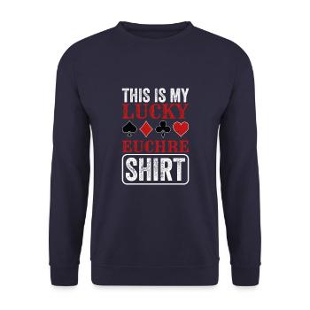 Lucky Euchre Card Game Euchre Player Poker Euchre - Unisex Sweatshirt - navy - Front - Alina (178cm) & Michal (187cm)