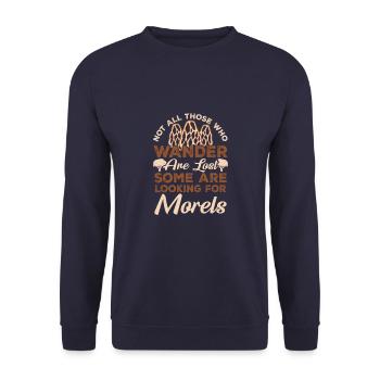 Looking For Morels Mycology Mushroom Morel - Unisex Sweatshirt - navy - Front - Alina (178cm) & Michal (187cm)