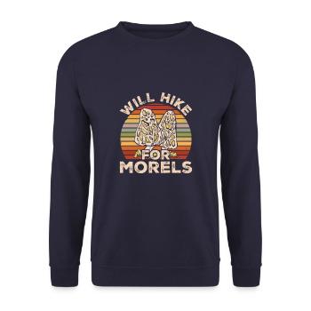 Will Hike For Morels Mycology Mushroom Morel - Unisex Sweatshirt - navy - Front - Alina (178cm) & Michal (187cm)