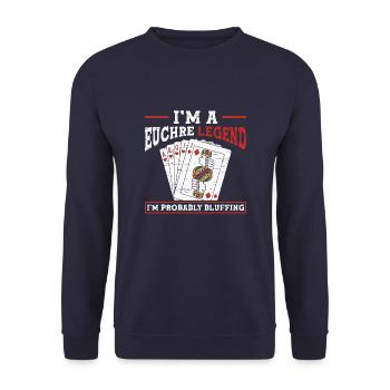 Euchre Legend Card Game Euchre Player Poker Euchre - Unisex Sweatshirt - navy - Front - Alina (178cm) & Michal (187cm)