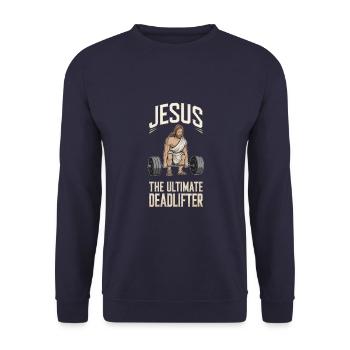 Ultimate Deadlifter Muscles Workout Fitness - Unisex Sweatshirt - navy - Front - Alina (178cm) & Michal (187cm)