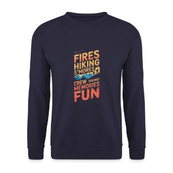 Fires Hiking Smores Camping Mountain Camper Hiker - Unisex Sweatshirt - navy - Front - Alina (178cm) & Michal (187cm)