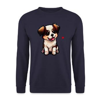 Hundebaby mit Herz: süßeste Vierbeiner der Welt - Unisex Pullover - Navy - Vorne - Alina (178cm) & Michal (187cm)