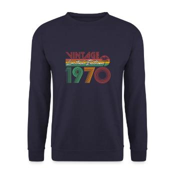 Idée cadeau d'anniversaire rétro vintage des années 1970 - Sweat-shirt Unisexe - marine - Devant - Alina (178cm) & Michal (187cm)