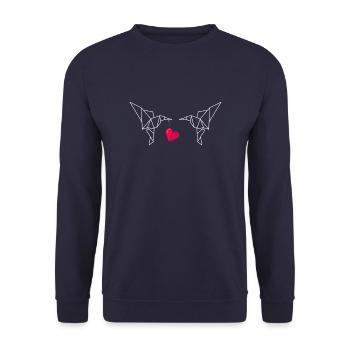 Colibris en origami - Sweat-shirt Unisexe - marine - Devant - Alina (178cm) & Michal (187cm)