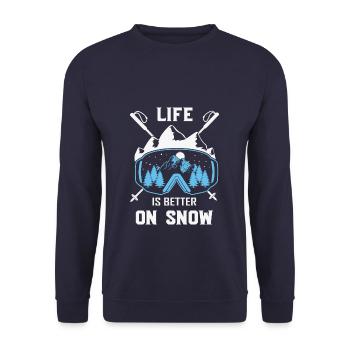 Winter Sports Life is better on Snow Skiing Ski - Unisex Pullover - Navy - Vorne - Alina (178cm) & Michal (187cm)