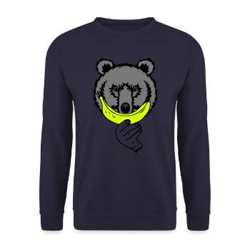 teddy bear smiling banana smiley face because - Unisex Sweatshirt - navy - Front - Alina (178cm) & Michal (187cm)