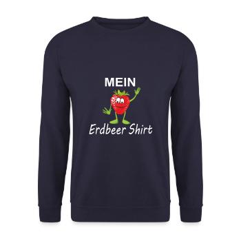 Design mein Erdbeer Shirt - Unisex Pullover - Navy - Vorne - Alina (178cm) & Michal (187cm)