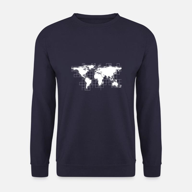Weltkarte Welt Raster Digital - Unisex Pullover - Navy
