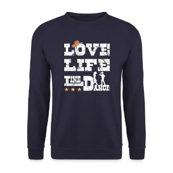 Line Dance Love Life - Unisex Sweatshirt - navy - Front - Alina (178cm) & Michal (187cm)