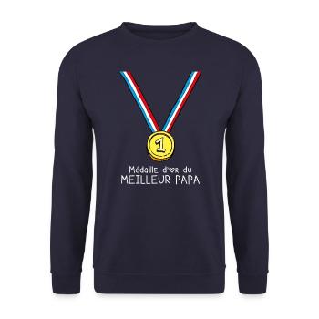 T-shirt Médaille d'or du meilleur papa - Sweat-shirt Unisexe - marine - Devant - Alina (178cm) & Michal (187cm)