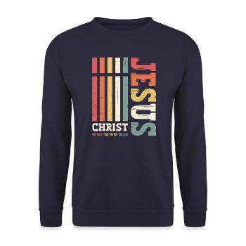 Jésus-Christ Chemise Verset de la Bible Je suis le chemin - Sweat-shirt Unisexe - marine - Devant - Alina (178cm) & Michal (187cm)