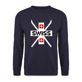 Ski Swiss Ski Motiv weiss - Unisex Pullover - Navy - Vorne - Alina (178cm) & Michal (187cm)