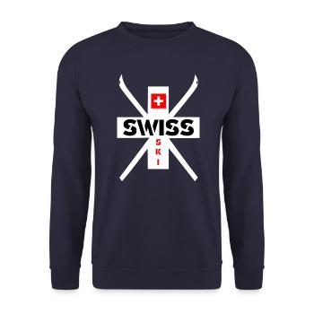 Ski Swiss Ski Motiv weiss - Unisex Pullover - Navy - Vorne - Alina (178cm) & Michal (187cm)