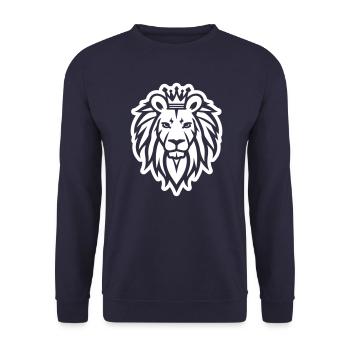 Löwe Krone Logo - Unisex Pullover - Navy - Vorne - Alina (178cm) & Michal (187cm)