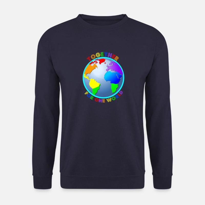 Statement: "For One World" - Regenbogenfarben - Unisex Pullover - Navy