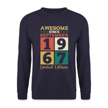 Awesome September 1967 55th Birthday Gift - Unisex Sweatshirt - navy - Front - Alina (178cm) & Michal (187cm)