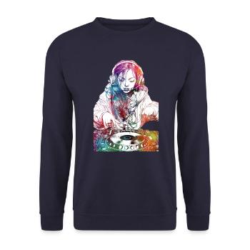 Console de musique DJ girl - Sweat-shirt Unisexe - marine - Devant - Alina (178cm) & Michal (187cm)