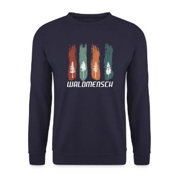 Waldmensch Baum Holzfäller Förster Jäger Wald - Unisex Pullover - Navy - Vorne - Alina (178cm) & Michal (187cm)