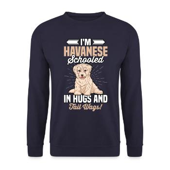 I'm Havanese schooled in hugs and tail wags - Unisex Sweatshirt - navy - Front - Alina (178cm) & Michal (187cm)