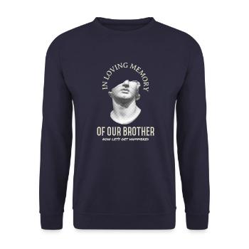 In Loving Memory Bachelor Stag Do - Unisex Sweatshirt - navy - Front - Alina (178cm) & Michal (187cm)