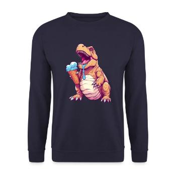 Eiscreme-Dino - Unisex Pullover - Navy - Vorne - Alina (178cm) & Michal (187cm)