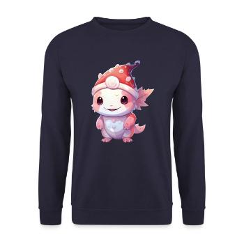 Christmas Miracle Axolotl: Laughter Under the Cap - Unisex Sweatshirt - navy - Front - Alina (178cm) & Michal (187cm)