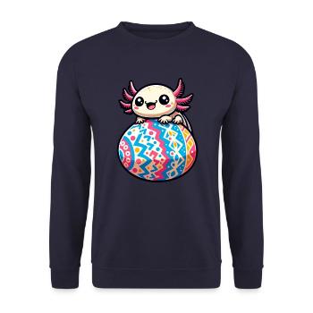 Easter Axolotl on Giant Egg - Unisex Sweatshirt - navy - Front - Alina (178cm) & Michal (187cm)
