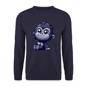 Cute monkey chimpanzee gorilla peaceful happy - Unisex Sweatshirt - navy - Front - Alina (178cm) & Michal (187cm)