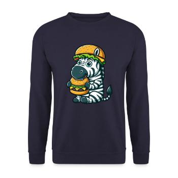 Hamburger zébré fantaisiste Cheeseburger - Sweat-shirt Unisexe - marine - Devant - Alina (178cm) & Michal (187cm)