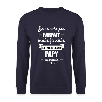 pas parfait meilleur papy du monde,cadeau papi - Sweat-shirt Unisexe - marine - Devant - Alina (178cm) & Michal (187cm)