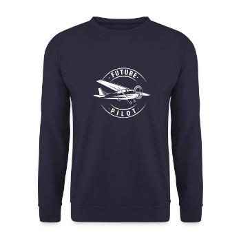 Future Pilot - aeronautics pilot airplane gift - Unisex Sweatshirt - navy - Front - Alina (178cm) & Michal (187cm)